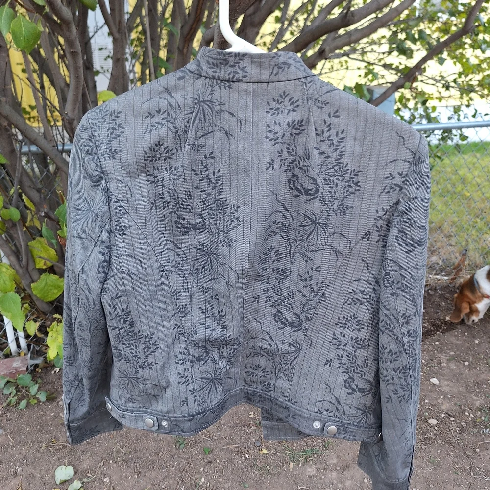 Hunt Club Charcoal Cotton Floral Military Blazer Jacket Women's Size Medium - Picture 16 of 16